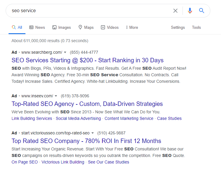 Paid Results for SEO service